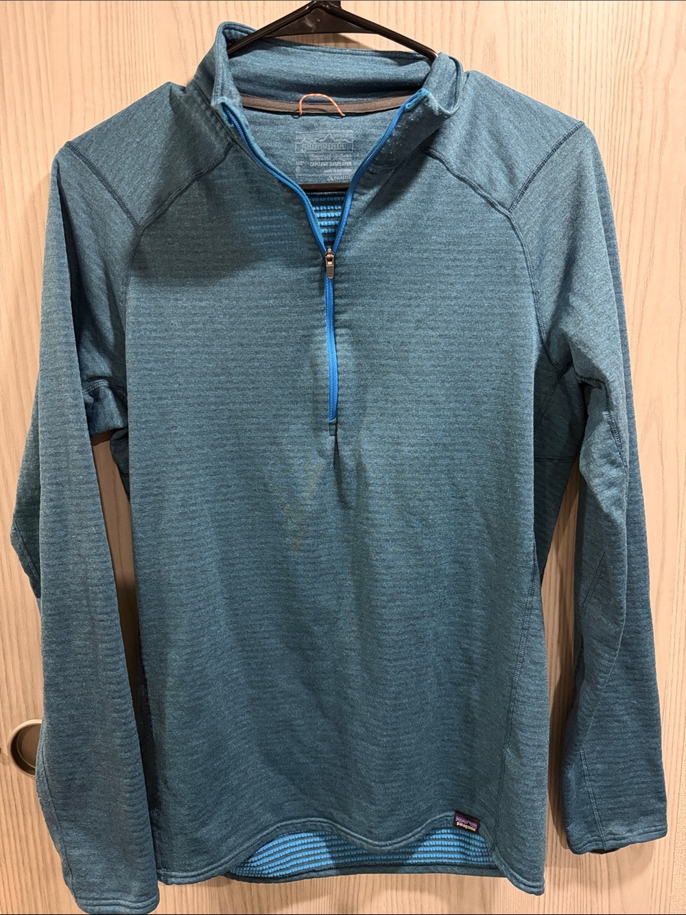 Patagonia Teal Blue 1/4 Zip Thermal Weight Capilene Baselayer Pullover
